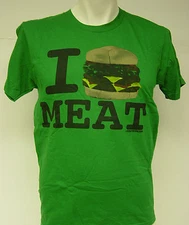 Mens David & Goliath Stupid Factory I Love Meat Burger Green Tee T-Shirt 