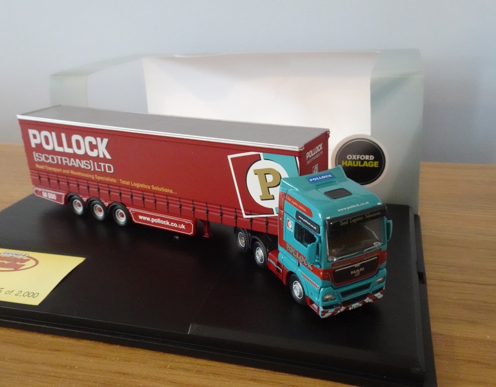 OXFORD DIECAST POLLOCK SCOTRANS MAN TGX CURTAINSIDE TRUCK MODEL MAN05CS 1:76