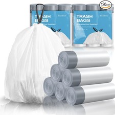 120 Counts 1.6 Gallon Mini Drawstring Trash 1 Count Pack of 120 , White