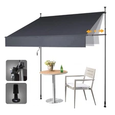 Manual Retractable Awning 118" W x 118" H,Side Bar 47-59in Patio Awning Retra...