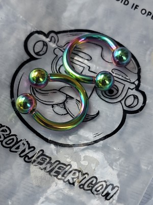 Rainbow PVD Circular Barbell Body Jewelry For Piercings 10G New - Urban Body