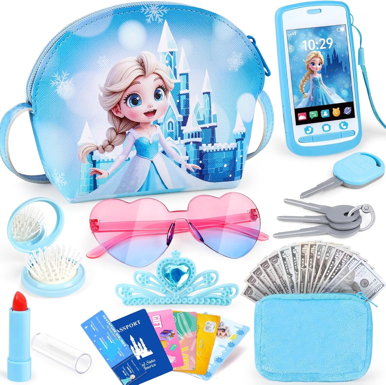 Play Purse for Little Girls, Toddler Kids Toy with Accessori