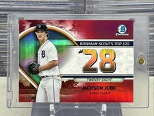 2023 Bowman Chrome Jackson Jobe Scouts Top 100 Red Refractor 1/5 Tigers Detroit