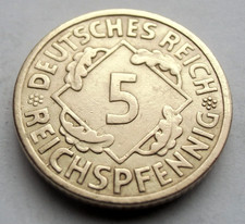 (1038) WEIMARER REPUBLIK  5 REICHSPFENNIG  COIN 1924 A