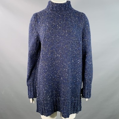THE ROW Größe L Navy Blue Woll Melange Rollkragenpullover