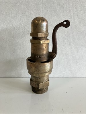 Vintage Crane 1-1/4'' Brass Safety Relief Valve Steam Engine Railroad Locomotive