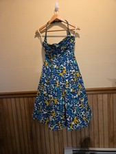 Anthropologie: Girls from Savoy Floral Corduroy Halter Dress (size 2) preowned