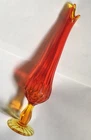 Vintage Fenton Swung Glass Bud Vase – Amberina – 11.5" – MCM Pedestal Art Glass