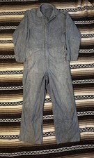 Vintage 50s Big Mac Denim Herringbone Striped selvesge Workwear Coveralls 40R