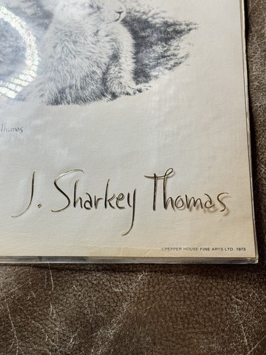 Stampa cane vintage 1973 J. Sharkey Thomas Prairie firmata decorazione arte da parete RARA - Foto 2 di 6