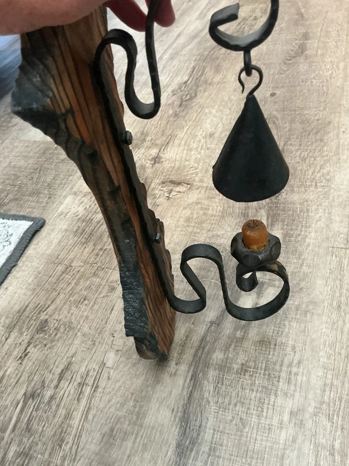 Aplique de Pared Vela Madera/Metal Brutalista Renacimiento Español De Colección-Gótico-Hecho en España Foto 3 de 4