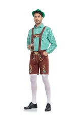Authentic Bavarian Lederhosen Oktoberfest Costume German Green Outfit