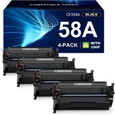 4 PACK CF258A Toner Compatible With HP 58A LaserJet M404 M404dn MFP M428fdw
