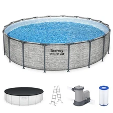 Bestway Steel Pro MAX 18'x48" Round Above Ground Swimming Pool with Pump & Cover