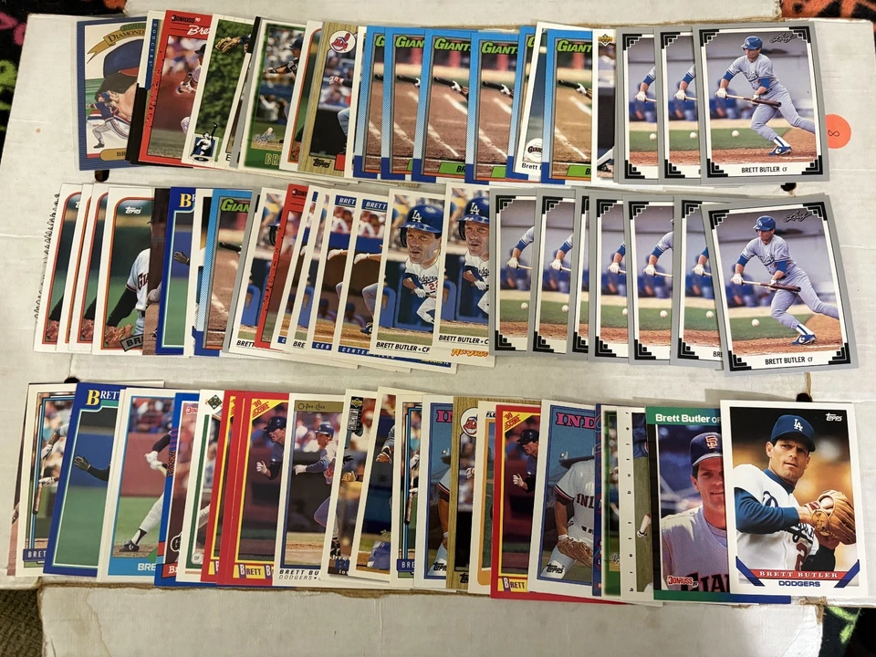 (425) Lote de Tarjetas de Béisbol Brett Butler MLB Colección Base Gigantes Dodgers Indios Foto 2 de 4