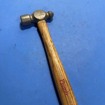 Plumb Vintage Ball Peen Hammer Wooden Handle USA 11 1/2  Long