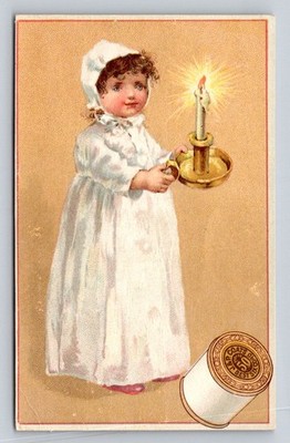 J P Coats Girl Carries Candlestick Candle P138