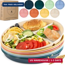 9" Unbreakable Divided Plates 8 PCS . Microwave Dishwasher Safe For kids a