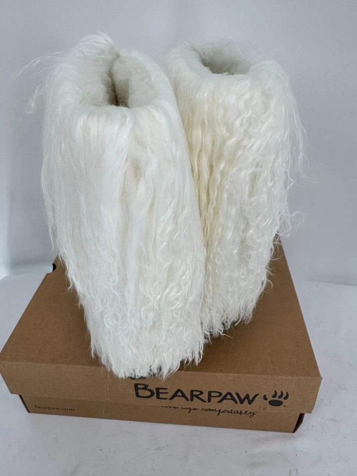 NWT BEARPAW Canada Boetis II White Mongolian Fur Sheepskin Wool Boots Sz 9 M - Image 3 of 4