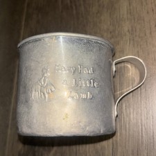Vintage Baby Cup Aluminum Mary Had a Little Lamb Nursery Rhyme