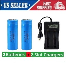 26650 Battery 3.7V Li-ion Rechargeable Batteries LOT Or 2-Slot Charger US STOCK