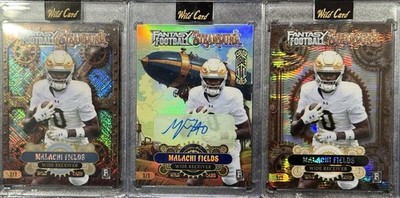 Malachi Fields 2026 Wild Card Fantasy Football Steampunk 3x 1/1 Auto Lot
