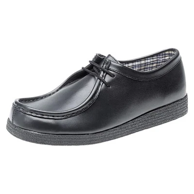Boys Kids Black Coated Leather School Smart Formal Casual Lace Up Walking Shoes - Image 1 of 4