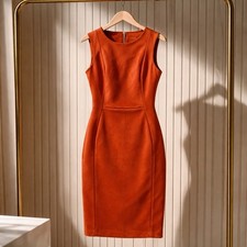 NWT Calvin Klein Rust Orange Sheath Dress Size 4 Sleeveless Career Work Midi