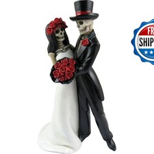 SyangKaitian Halloween Skeleton Bride Groom Wedding Couple Figurine Resin Statue