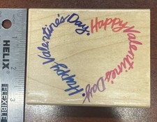 HAPPY VALENTINES DAY HEART WREATH PICTURE RUBBER STAMP STAMPEDE