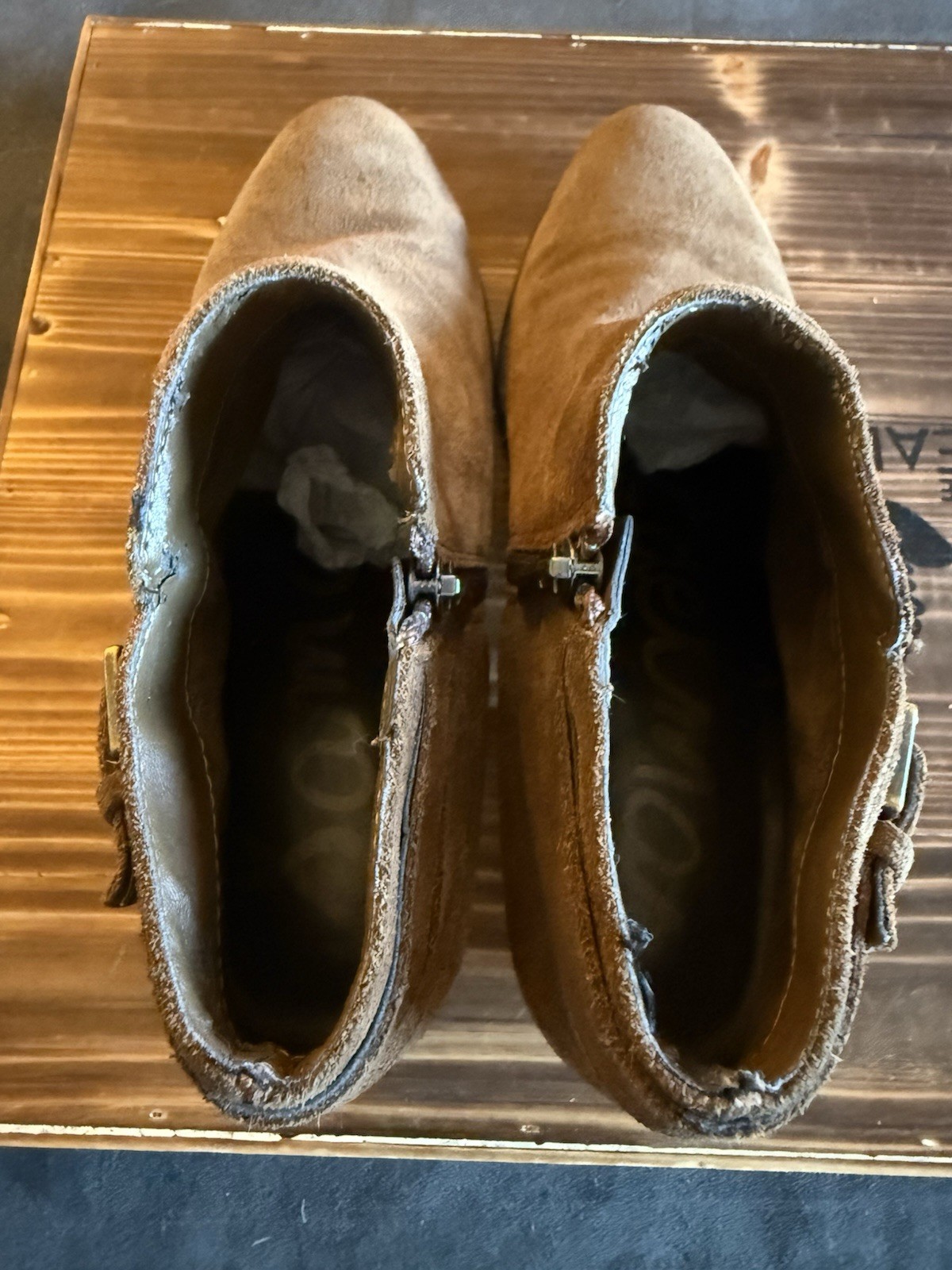 Sam Edelman Women’s  Bootie Tan Brown  Suede Ankle Boot Sz 8M Zip