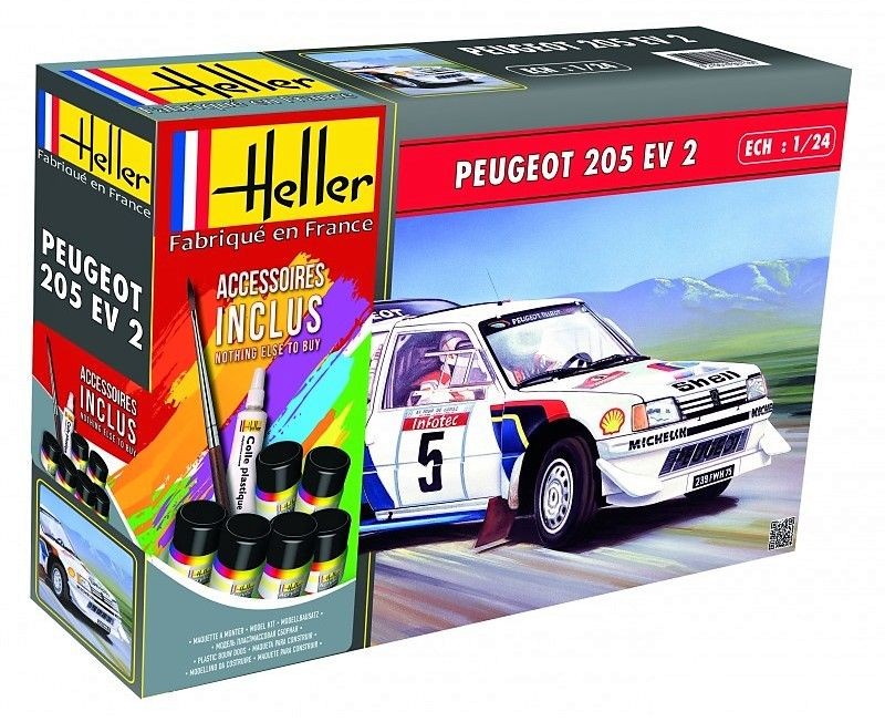 Peugeot 205 EV2 1/24 Heller coffret de modélisme haut de gamme avec peinture