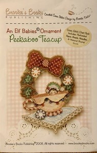 Brooke’s Books Elf Babies Ornament Peekaboo Teacup ~ Cross Stitch Chart Only HTF