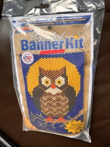 The Beadery Kit Beaded Banner Kit Brown Owl 5858 New Sealed Full Moon Vintage 