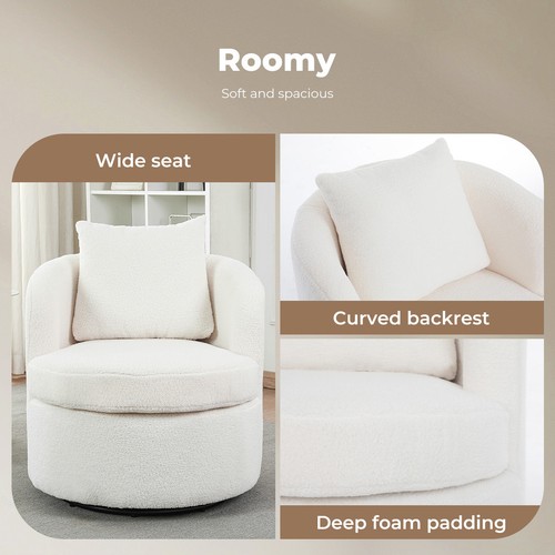Levede Barrel Accent Chair Sofa Swivel Armchair Living Room Round Lounge Beige - Picture 9 of 12