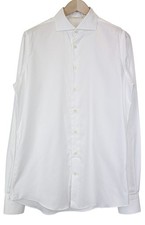 SUITSUPPLY Men's Formal Shirt M White Cotton Extra Slim Cutaway Long Sleeve 
