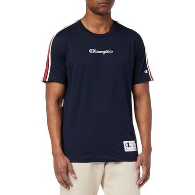 CHAMPION HERREN LEGACY KONTRAST DETAILS TAPED T-SHIRT TEE MARINEBLAU RETRO NEU NEU MIT ETIKETT OG 