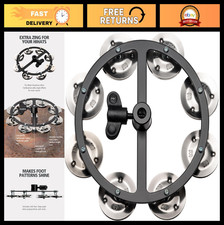 Mountable Hi-Hat Tambourine with Steel Jingles for Drums - Perfect for Musicians