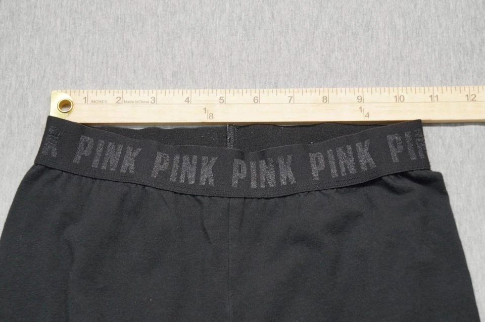 Victorias Secret Pink Leggings Womens Extra Small Black Yoga Cotton 27 Inseam - Image 4 of 4