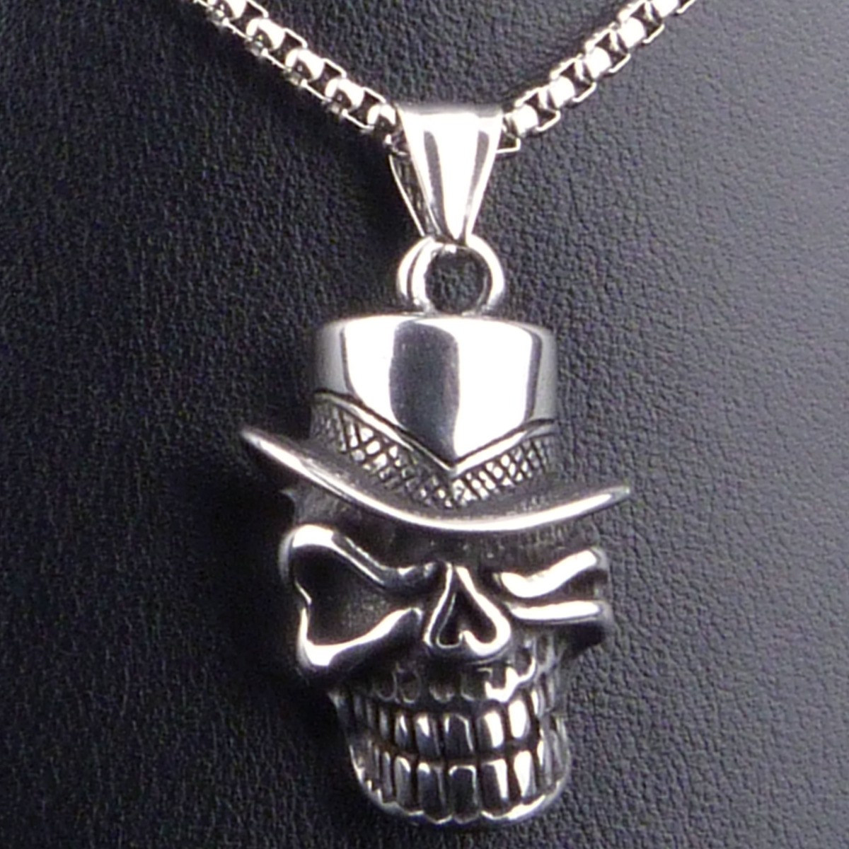 Pickled Moon Gothic Skull Pendant & Chain Necklace