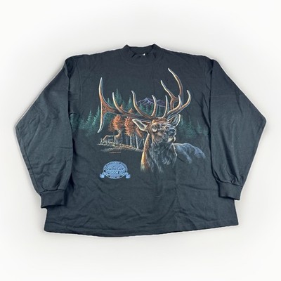 Vintage Cabelas Sweatshirt Mens XL Black Buck Deer Made in USA Hunting Outdoors