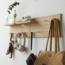 Wooden Pegboard Modular Display Organization Storage Wall Hooks Shelf Color:...