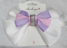 Pink  Purple Layered Hair Bow with Rhinestone Accent