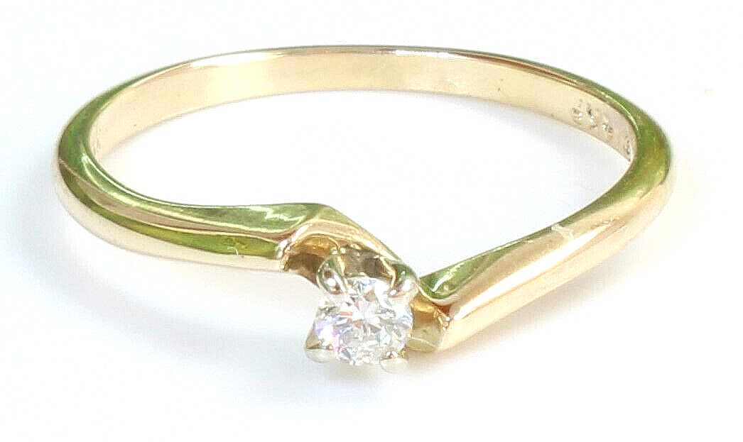 Solid 14k Gold SI2 .08ct Diamond Stackable Weddin… - image 1