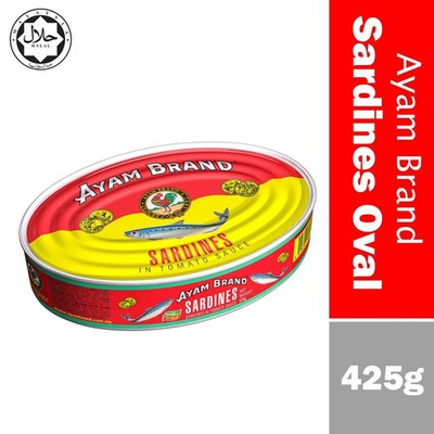 Ayam Brand Sardines in Tomato Sauce 425g x 4 Oval Cans DHL FREE SHIPPING