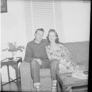 Vintage Oversized Photo Negative Man Pretty Lady