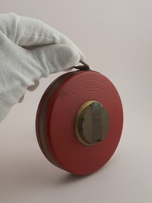 DDR Massi Messband, 20 m, Stahl und Messing, Maßband, Rollmassband, unzerstörbar