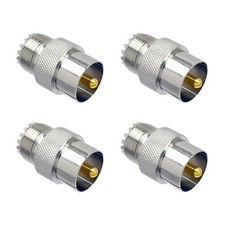 4pcs UHF Quick Disconnect Adapter PL259 Male to SO239 Female Push On Connector