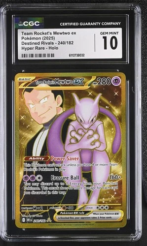Team Rocket’s Mewtwo ex 240/182 Hyper Rare Holo CGC 10 Gem Mint Pokémon Destined