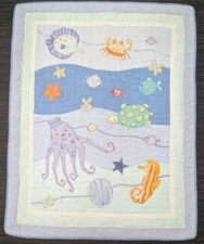 Kidsline Crib Quilt Lavender Yellow Blue Under The Sea Theme Beach Baby